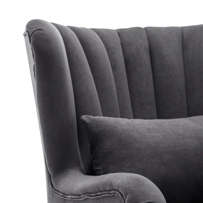 Wide Tufted Armchair and Ottoman