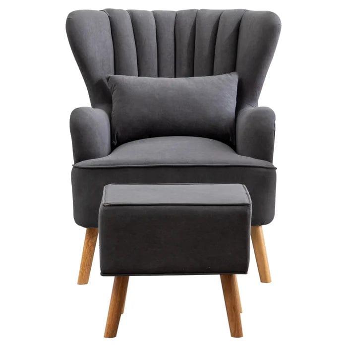 Wide Tufted Armchair and Ottoman - Ouch Cart 