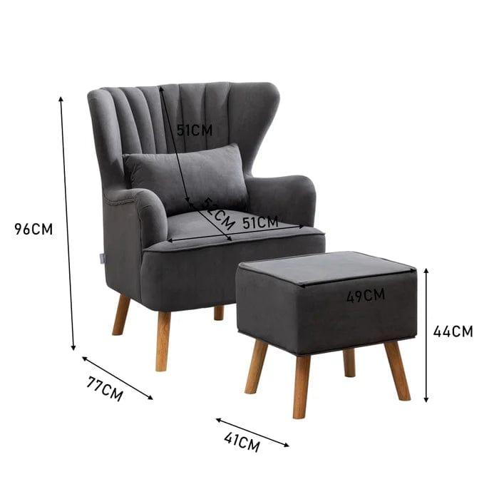 Wide Tufted Armchair and Ottoman - Ouch Cart 