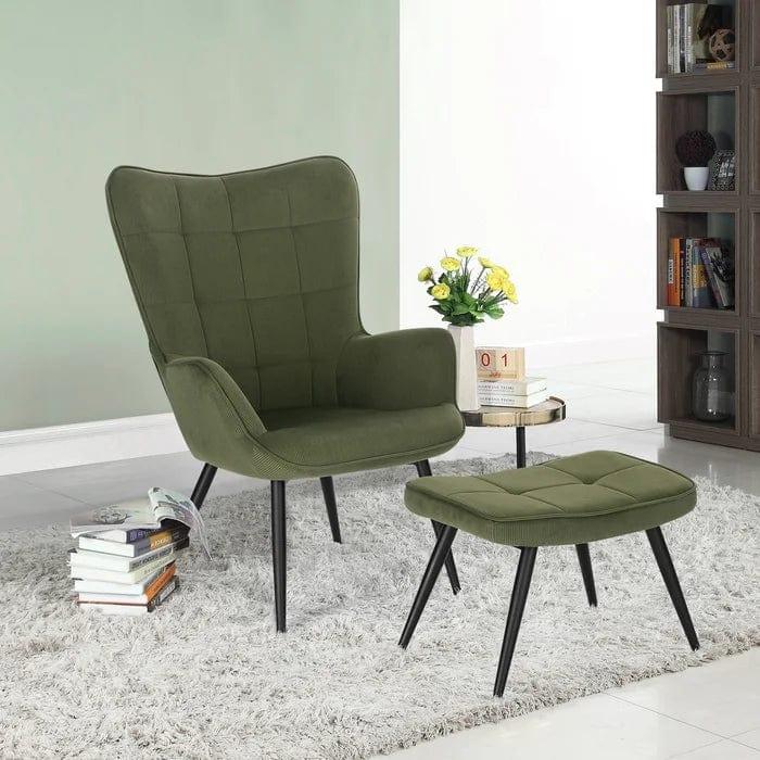 Penzance wing chair with footstool - Ouch Cart 