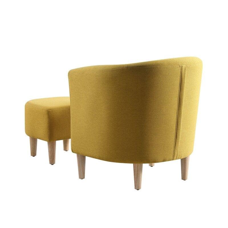 Wide Linen Armchair and Ottoman - Ouch Cart 