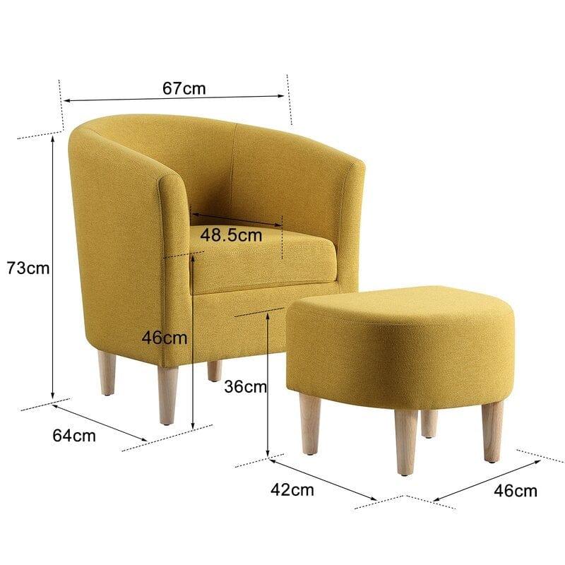 Wide Linen Armchair and Ottoman - Ouch Cart 