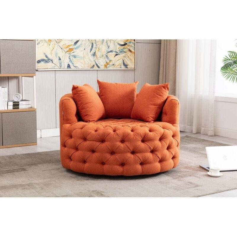 Wide Tufted Barrel chair Tufted Arm Chair - Ouch Cart 