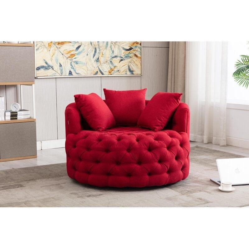 Wide Tufted  Barrel chair Tufted Arm Chair