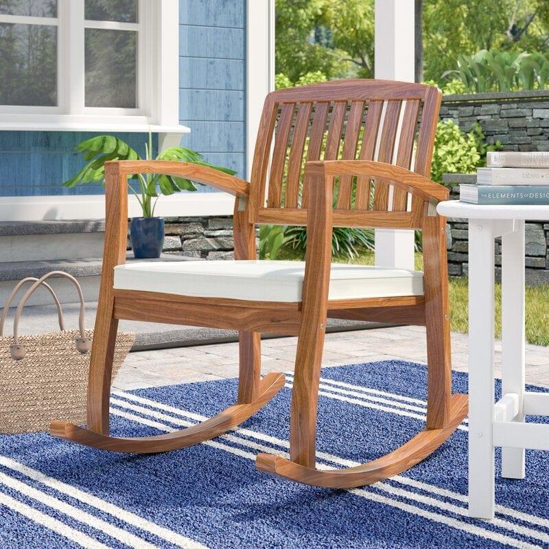 Rocking Chair- Outdoor Broadfoot Rocking Solid Wood Chair with Cushions - Ouch Cart 