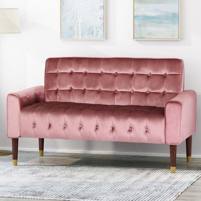 Velvet Square Arm Loveseat - Ouch Cart 
