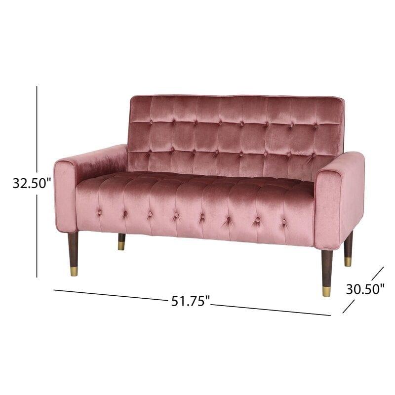 Velvet Square Arm Loveseat