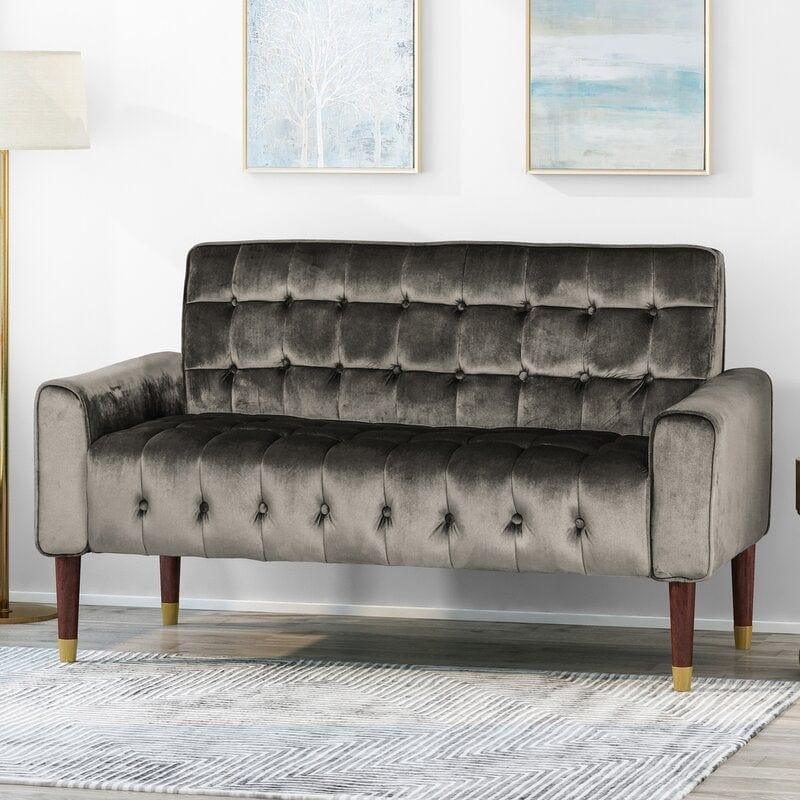 Velvet Square Arm Loveseat