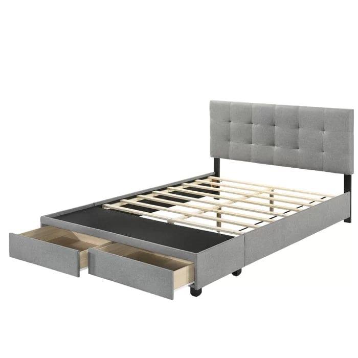Pawling Tufted Upholstered Low Profile Storage Platform Bed - Ouch Cart 