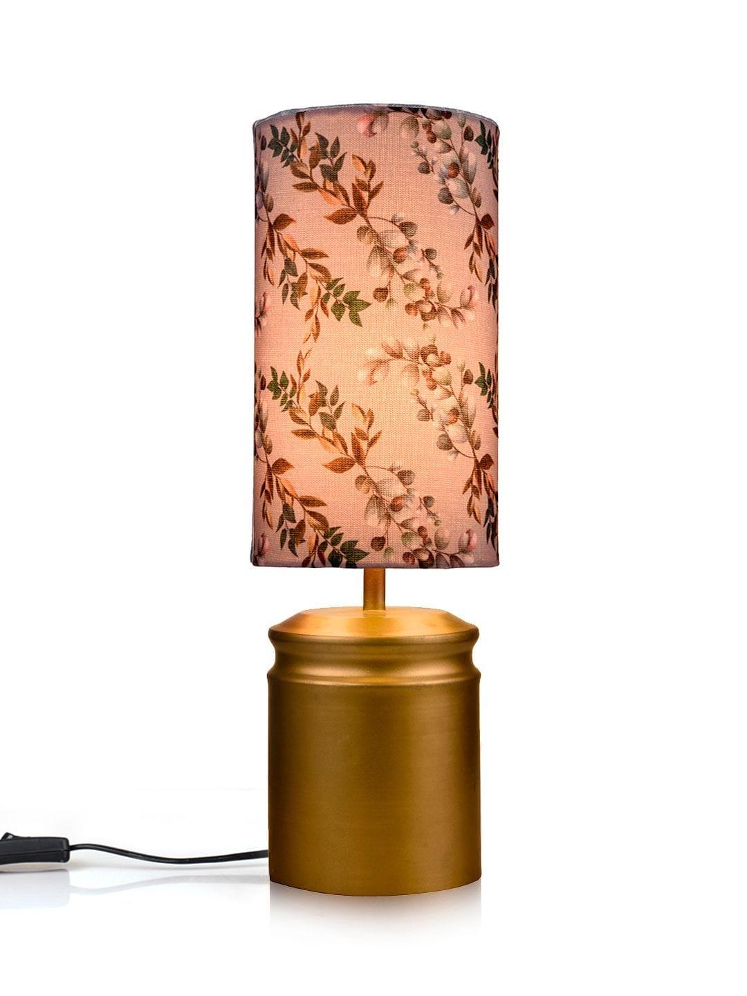 Metal Golden Table Lamp with Creeper Print Shade - Ouch Cart 