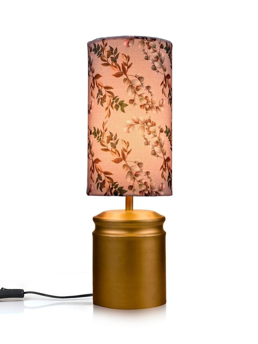 Metal Golden Table Lamp with Creeper Print Shade