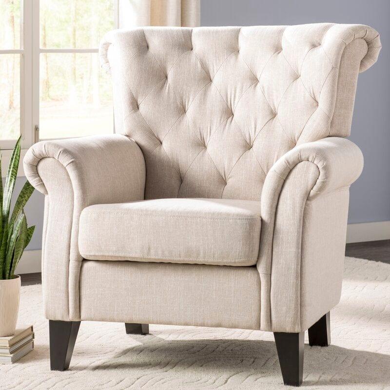 Wide Tufted Armchair Full Back Lounge Chair for Living Room/Home/Offices - Ouch Cart 