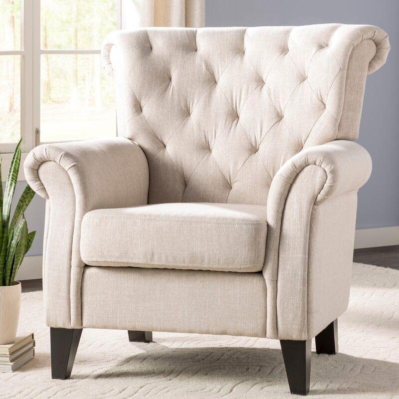 Wide Tufted Armchair Full Back Lounge Chair for Living Room/Home/Offices