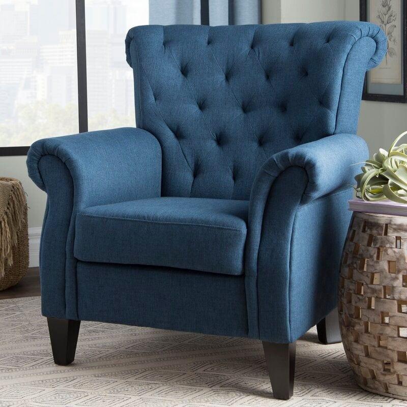 Wide Tufted Armchair Full Back Lounge Chair for Living Room/Home/Offices - Ouch Cart 