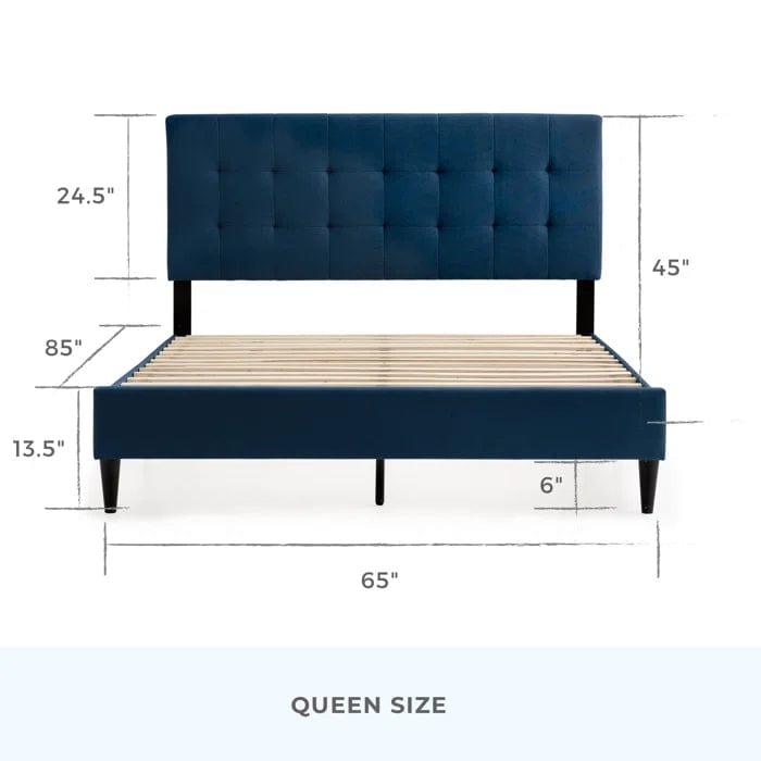 Peters Tufted Upholstered Low Profile Platform Bed - Ouch Cart 