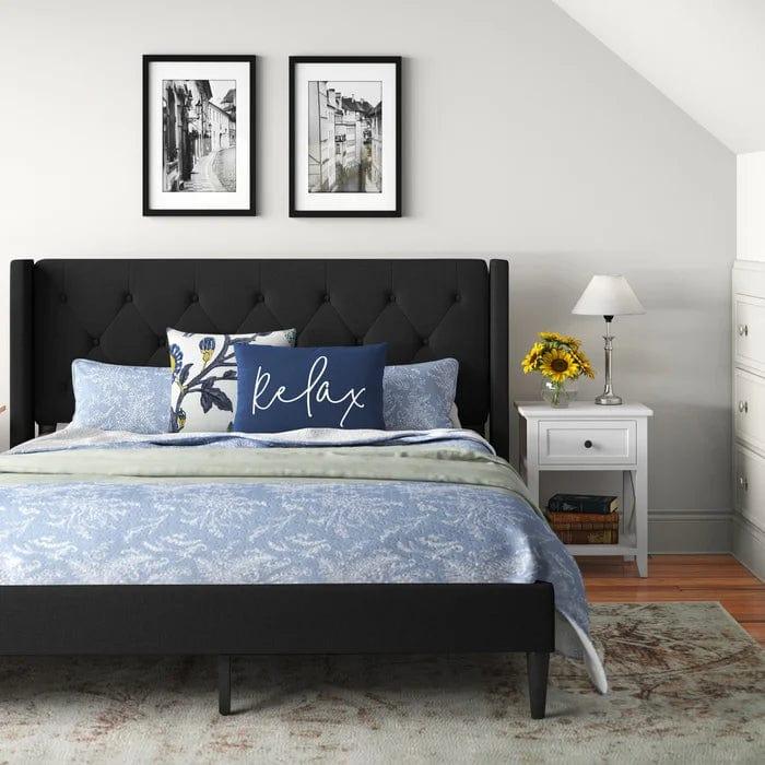 Petersen Tufted Upholstered Low Profile Platform Bed - Ouch Cart 