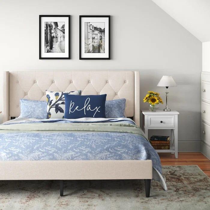 Petersen Tufted Upholstered Low Profile Platform Bed - Ouch Cart 