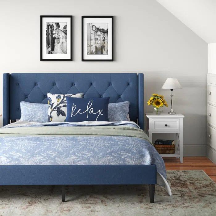Petersen Tufted Upholstered Low Profile Platform Bed - Ouch Cart 
