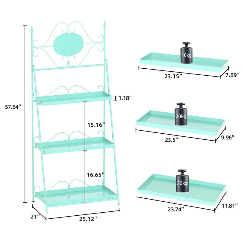 Plant Stand: 3 Tier Metal Rectangular Plant Stand - Ouch Cart 