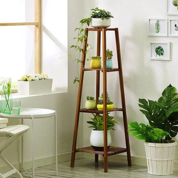 Plant Stand: 4-Tier bamboo Plant Stand - Ouch Cart 