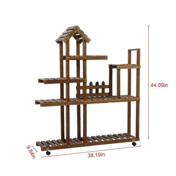 Plant Stand: Free Form Multi-Tiered Solid Wood Plant Stand - Ouch Cart 