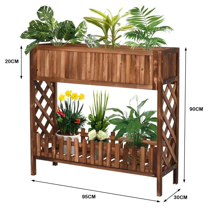 Plant Stand: Rectangular Multi-Tiered Bamboo Plant Stand - Ouch Cart 