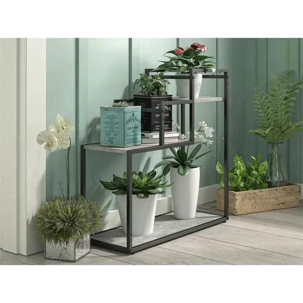 Plant Stand: Rectangular Multi-Tiered Plant Stand (Light Concrete) - Ouch Cart 