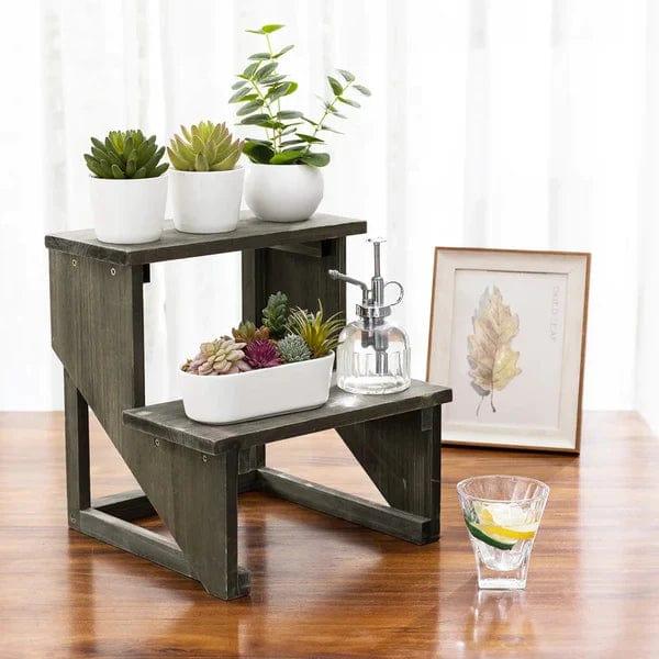 Plant Stand: Solid Wood 2 shelves Plant Stand - Ouch Cart 