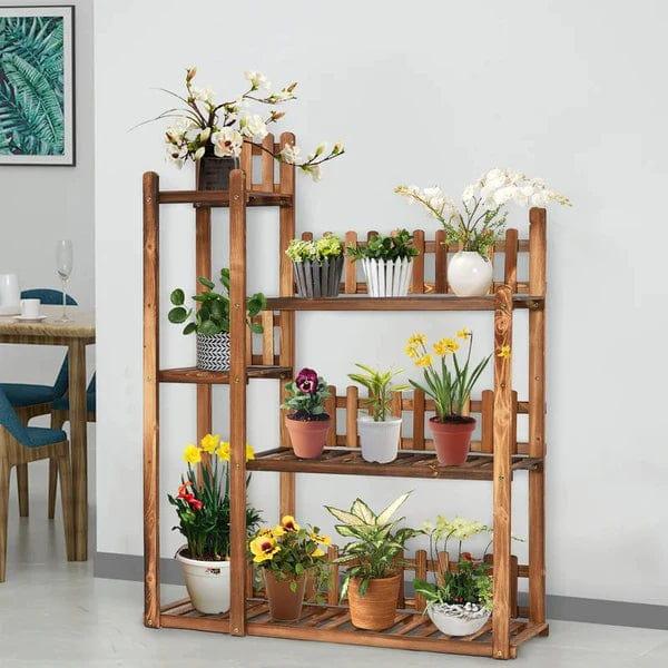 Plant Stand: Square Etagere Wood Plant Stand - Ouch Cart 
