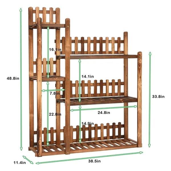 Plant Stand: Square Etagere Wood Plant Stand - Ouch Cart 
