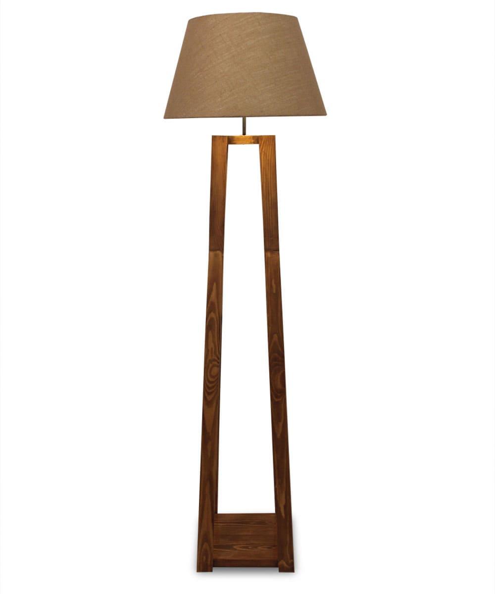 Monica Wooden Floor Lamp with Premium Brwon Fabric Lampshade - Ouch Cart 