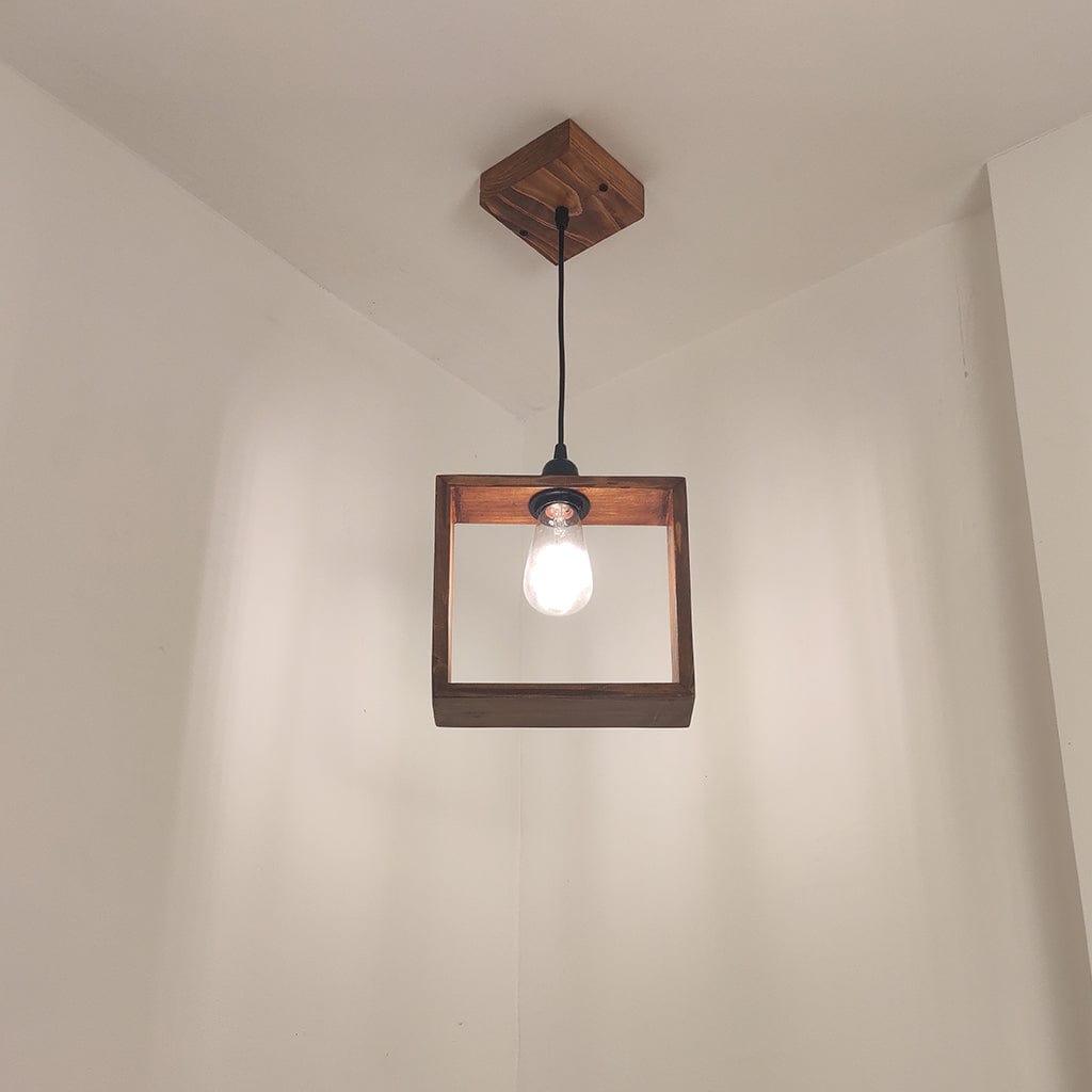 Quattro Brown Wooden Single Hanging Lamp - Ouch Cart 