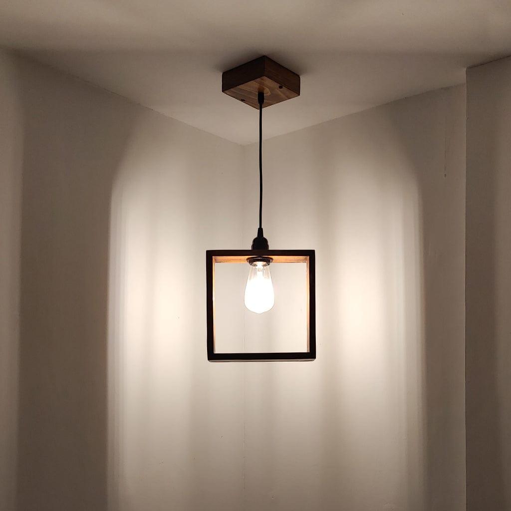 Quattro Brown Wooden Single Hanging Lamp - Ouch Cart 