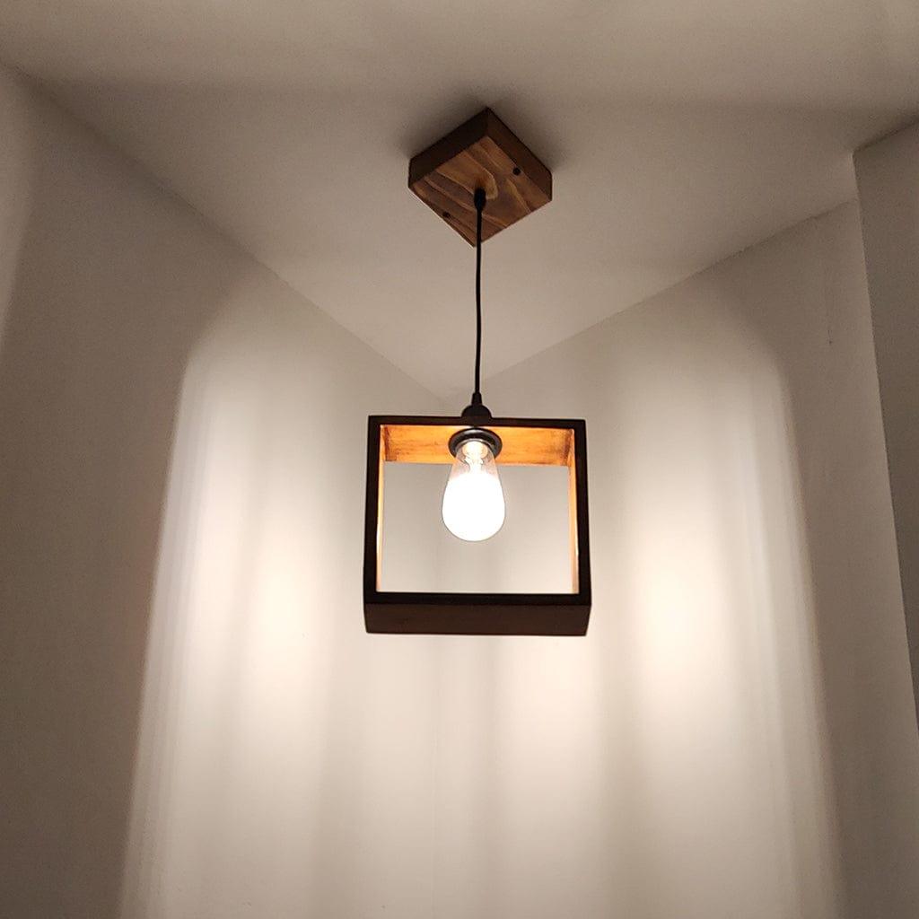 Quattro Brown Wooden Single Hanging Lamp - Ouch Cart 