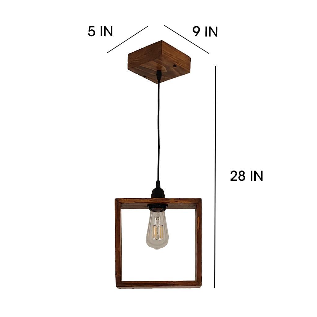 Quattro Brown Wooden Single Hanging Lamp - Ouch Cart 