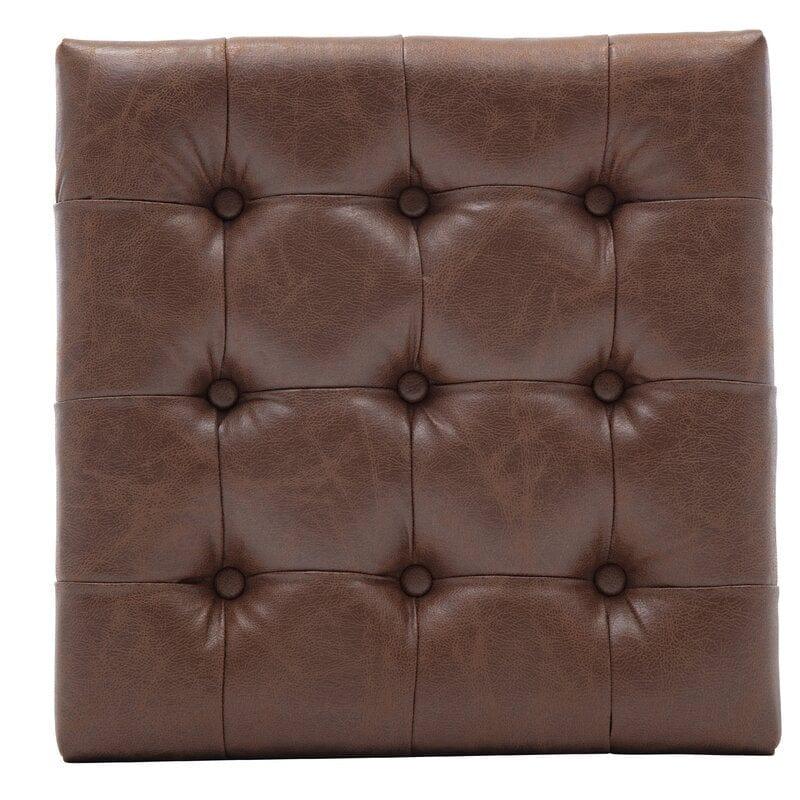 Wide Faux Leather Tufted Square Standard Ottoman - Ouch Cart 
