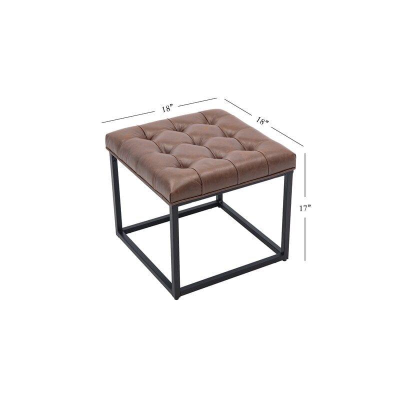 Wide Faux Leather Tufted Square Standard Ottoman - Ouch Cart 
