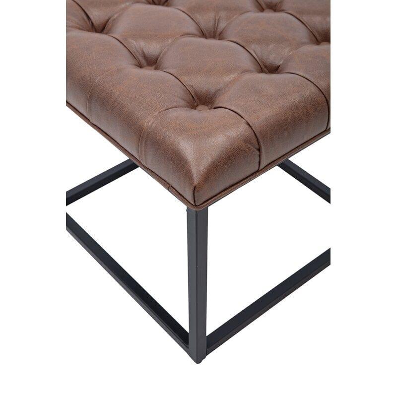 Wide Faux Leather Tufted Square Standard Ottoman - Ouch Cart 
