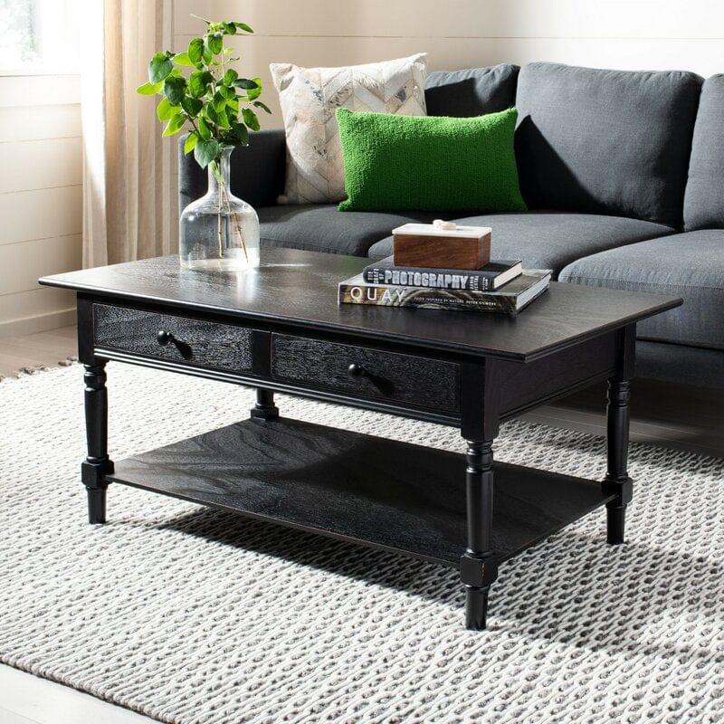 Solid Wood Coffee Table with Storage - Ouch Cart 
