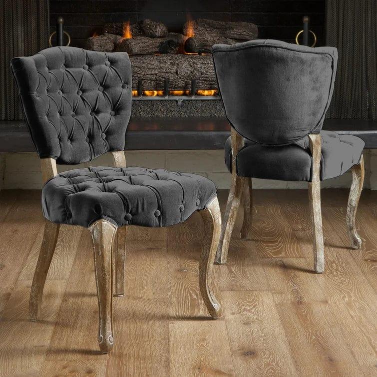 Richard Tufted Velvet Parsons Chair (Set of 2) - Ouch Cart 