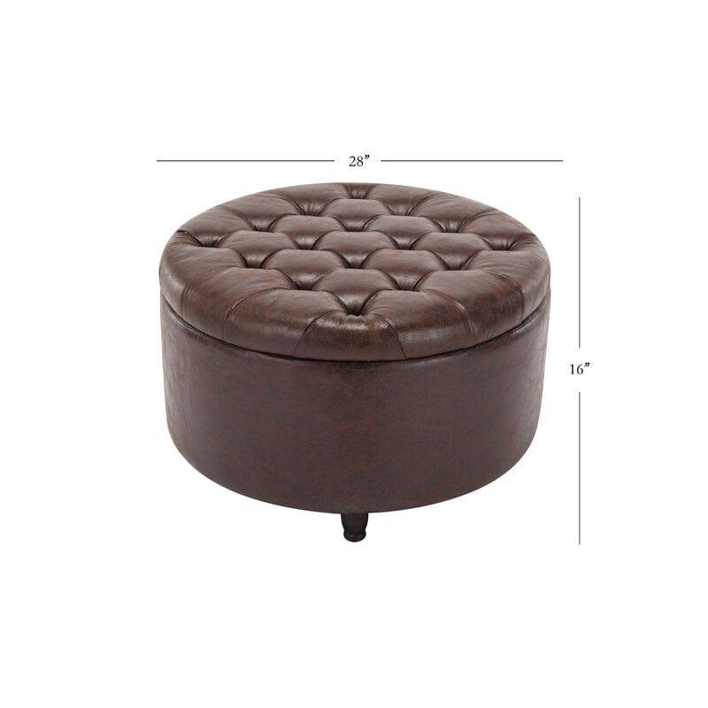 Wide Round Storage Ottoman with Storage