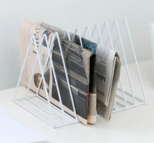 Triangle Shaped Decorative Metal Desktop Magazine Holder 1pc