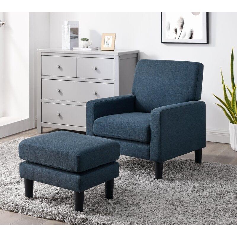 Wide Armchair and Ottoman