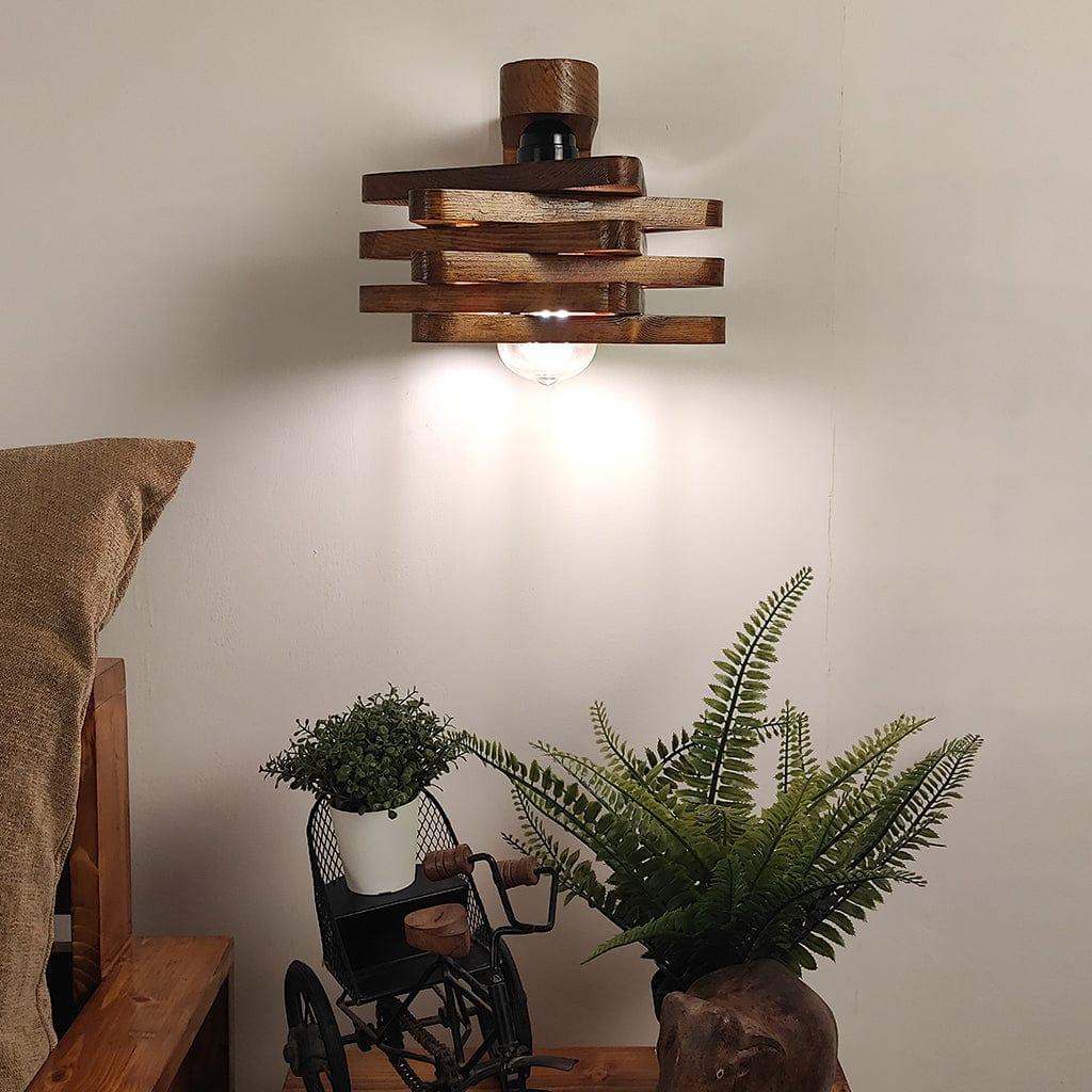 Star Brown Wooden Wall Light (BULB NOT INCLUDED) - Ouch Cart 