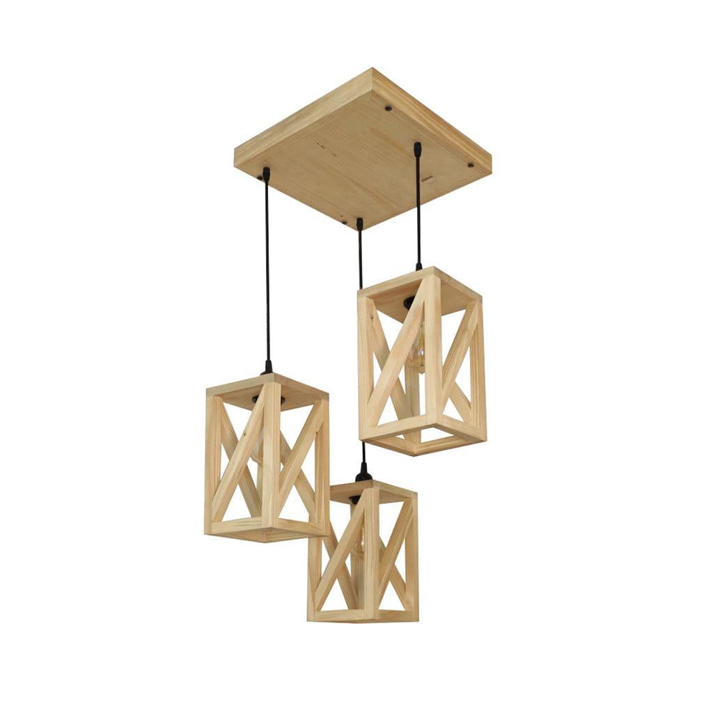 Symmetric Beige Wooden Cluster Hanging Lamp (BULB NOT INCLUDED) - Ouch Cart 