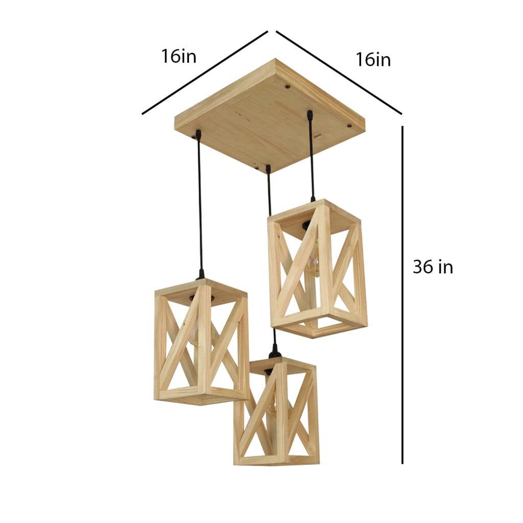 Symmetric Beige Wooden Cluster Hanging Lamp (BULB NOT INCLUDED) - Ouch Cart 