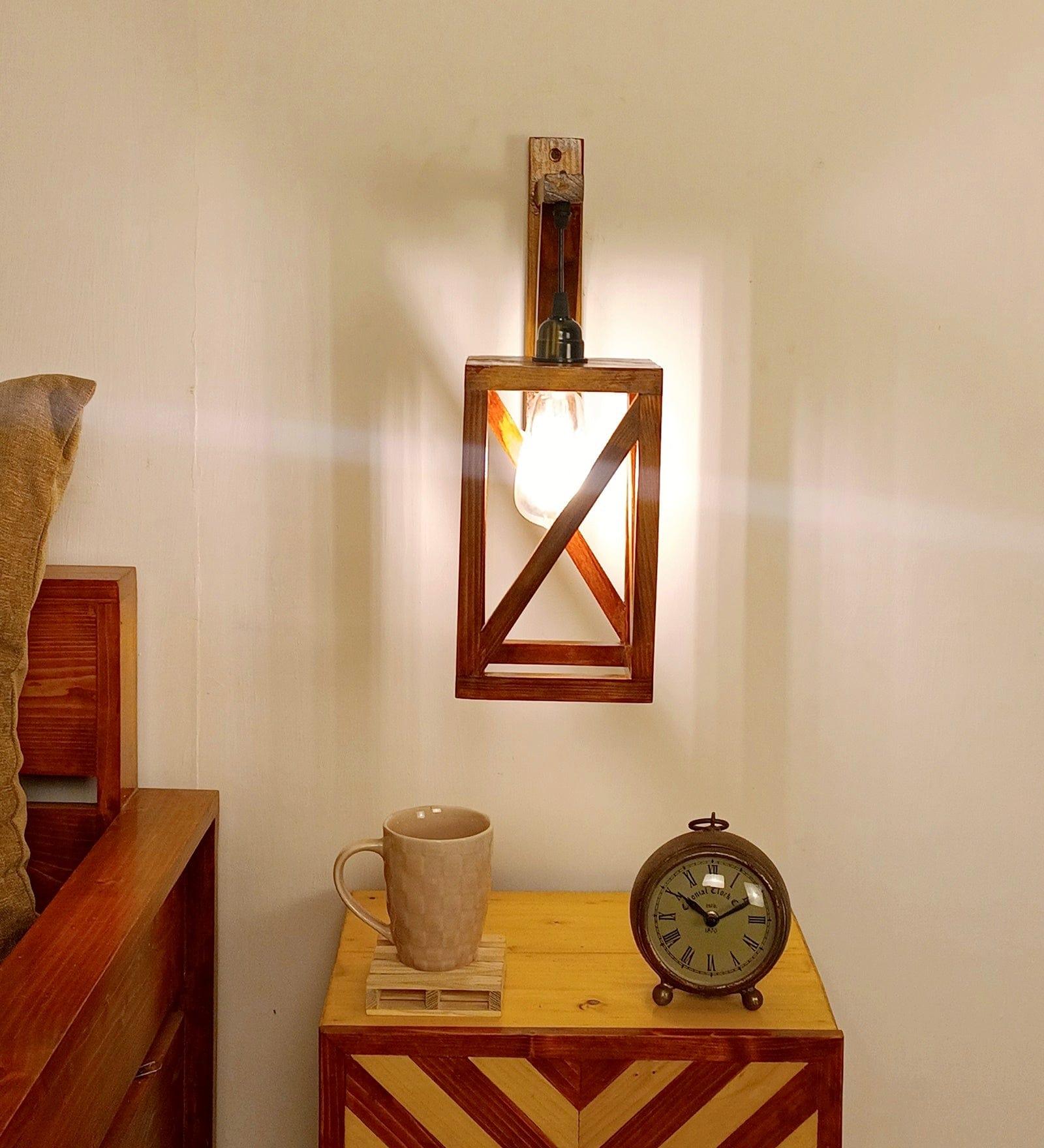 Symmetric L Brown Wooden Wall Light (BULB NOT INCLUDED) - Ouch Cart 