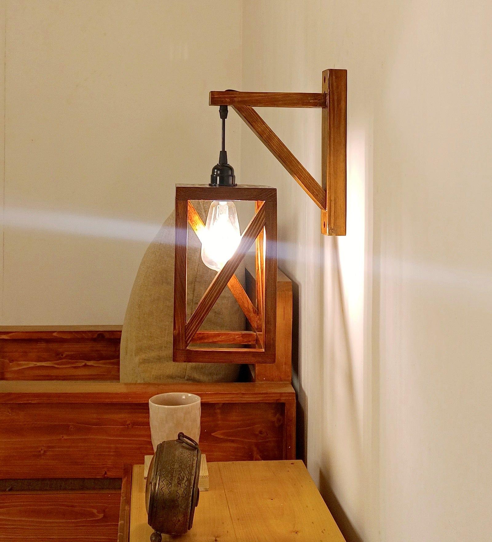 Symmetric L Brown Wooden Wall Light (BULB NOT INCLUDED) - Ouch Cart 