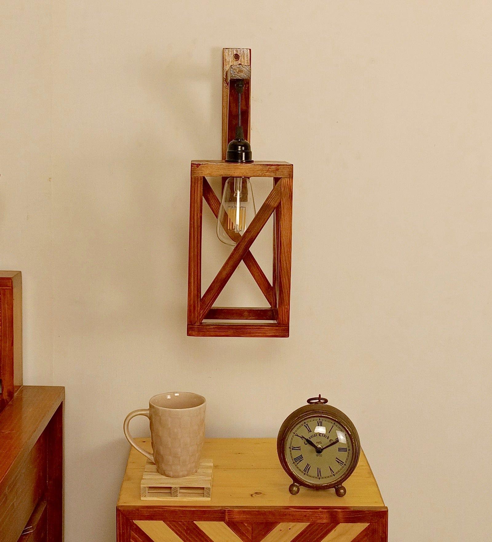 Symmetric L Brown Wooden Wall Light (BULB NOT INCLUDED) - Ouch Cart 