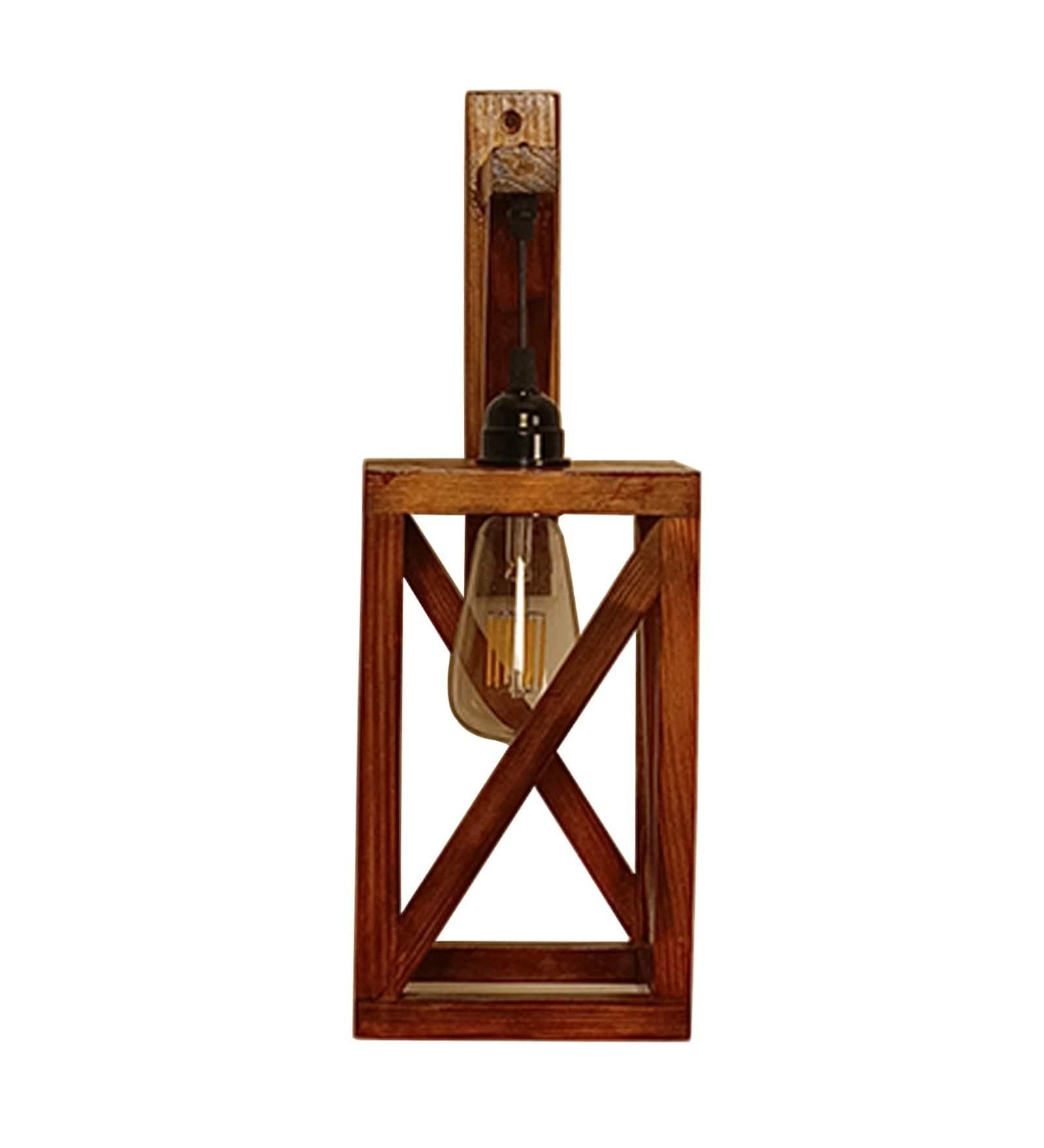 Symmetric L Brown Wooden Wall Light (BULB NOT INCLUDED) - Ouch Cart 